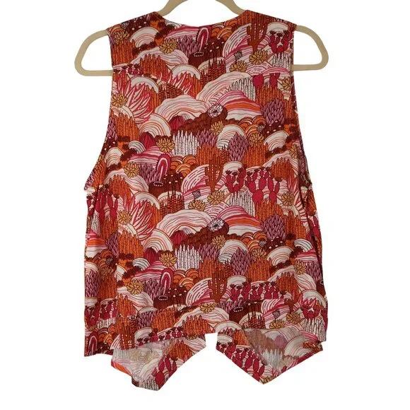 Roper Womens M Sleeveless Desert Print Tie Front Vest Top Boho Western Festival - Picture 4 of 5